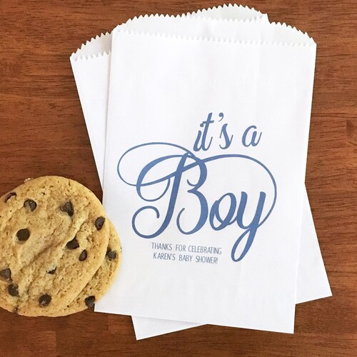 Boy Baby Shower Favor Bags LINED Blue Baby Boy Shower Cookie Etsy