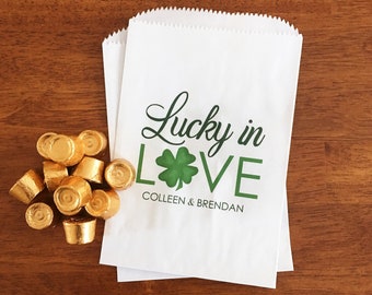 Wedding Lottery Ticket Holder - St. Patrick's Day Wedding Favor Bags LINED - Irish Wedding Favors for Guests - Cookie, Candy, Treat Bags