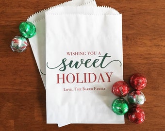 Personalized Lined Christmas Treat Bags – Sweet Holiday Favor Bags