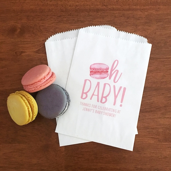 Baby Shower Macaron Favor Bags LINED - Personalized Baby Shower Macaroon Bags - French Baby Shower Favor - Macaron Party Favor Idea