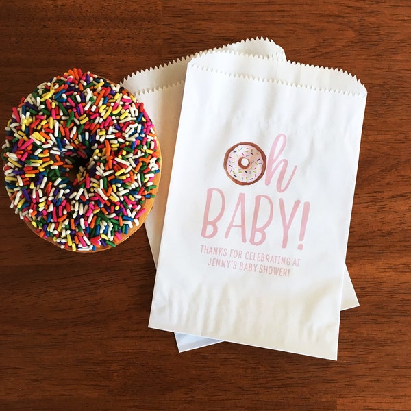 Oh Baby Shower Favor Bags - Girl Baby Shower Donut Bags - Oh Baby Shower Decor - Baby Sprinkle Favor Bags - Baby Girl Shower Decorations