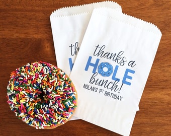Donut Theme Birthday Party Decorations - Boy Donut Party Favors - Two Sweet Donut Shop Birthday Party Decor - Thanks a Hole Bunch Bags LINED