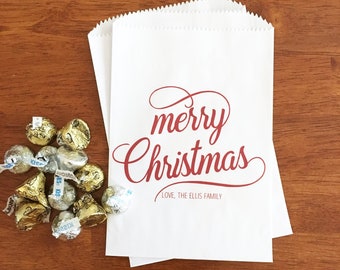 Personalized Christmas Treat Bags - Lined Holiday Cookie & Candy Bags
