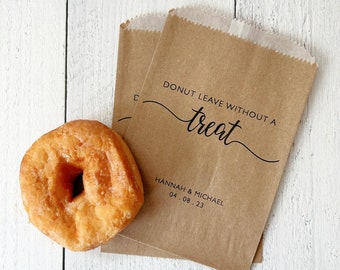 GREASE RESISTANT Wedding Donut Bags - Donut Leave Without a Treat Bags - Bridal Shower Doughnut Bags - Donut Bar & Wall Bags LINED Kraft