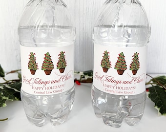 PRINTED Christmas Water Bottle Labels Waterproof - Christmas Party Decoration - Holiday Party Decor - Personalized Water Bottle Stickers