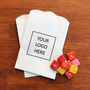 Sacs en papier avec logo RÉSISTANT À LA GRAISSE DOUBLÉS - Sacs pour beignets, Sacs à biscuits, Sacs à bonbons, Sacs à friandises, Sacs cadeaux