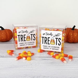 Halloween Party Favor Boxes - Halloween Candy Gift Boxes - Kids Class Halloween Treat Gift Ideas // 3&quot; Cubes & Labels, Candy NOT Included