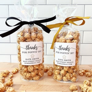 Real Estate Open House Favors - Marketing Ideas - Realtor Open House Giveaway Gifts for Clients // Popcorn Bags & Ribbon - Food NOT Included