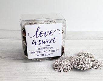 Wedding Favor Candy Boxes - Bridal Shower Favor Boxes - Love is Sweet Wedding Favors for Guests  // 3" Cubes & Labels, Candy NOT Included