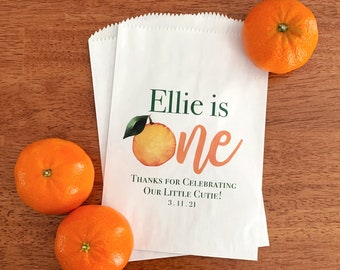A Little Cutie Birthday Party Favor Bags - Clementine 1st Birthday Decoration - Orange First Birthday Decor - Citrus Themed Party Bags LINED