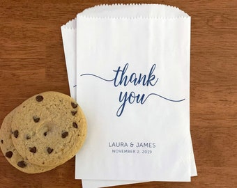 LINED Thank You Treat Bags - Engagement Party, Birthday, Bridal Shower, Wedding Favor Bags for Guests - Cookie Bags, Candy Bags, Donut Bags