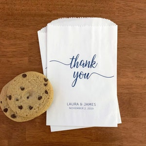 LINED Thank You Treat Bags - Engagement Party, Birthday, Bridal Shower, Wedding Favor Bags for Guests - Cookie Bags, Candy Bags, Donut Bags