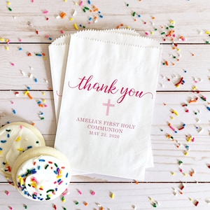 LINED First Communion Favor Bags - First Holy Communion, Baptism Treat Bags, Confirmation Party Favors - Thank You Candy, Donut, Cookie Bags