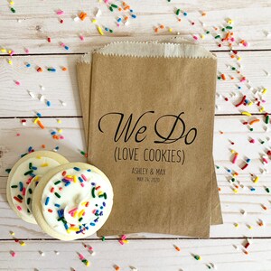 LINED Wedding Cookie Bags - Wedding Favor Cookie Bags for Guests - Custom Cookie Bar Bags - Dessert Bags - We Do Love Cookies KRAFT