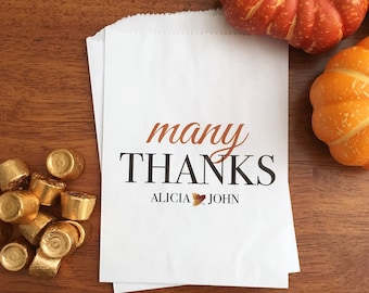 LINED Thanksgiving Favor Bags - Candy Bags, Cookie Bags, Treat Bags - Thank You Gift Bags Paper - Table Favors - Fall Wedding Favor Bags