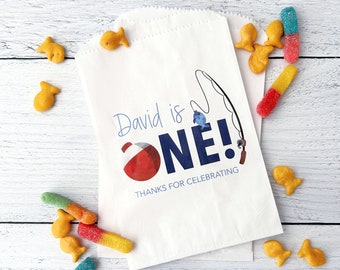 Fishing First Birthday Favor Bags – O-FISH-ally One Treat Bags – Personalized & Lined