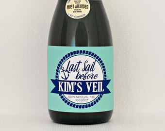 Nautical Bachelorette Full Size Champagne Labels - Last Sail Before the Veil