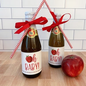 Baby Shower Mini Apple Cider Labels - Fall Baby Shower Favors for Guests - Apple of My Eye Theme Mini Sparkling Cider Stickers
