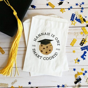 One Smart Cookie Graduation Party Favor Bags  - Graduation Cookie Bags - 2025 Graduation Party Decorations - Cookie Bar Treat Bags LINED