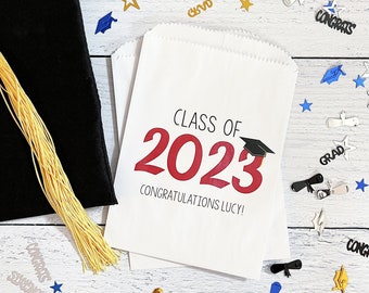 LINED Graduation Party Favor Bags - Graduation Cookie Bags, Candy Bar Bags - 2024 Graduation Party Decorations - School Colors Treat Bags