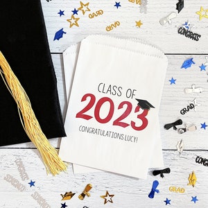LINED Graduation Party Favor Bags - Graduation Cookie Bags, Candy Bar Bags - 2024 Graduation Party Decorations - School Colors Treat Bags