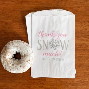 Winter Onederland Favor Bags - Snowflake First Birthday Party Favors - Winter 1st Birthday Candy Bags, Cookie Bags, Donut Treat Bags LINED