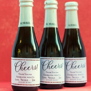Rose Gold Wedding Mini Champagne Labels - Mini Wine Bottle Labels - Wedding Favors for Guests