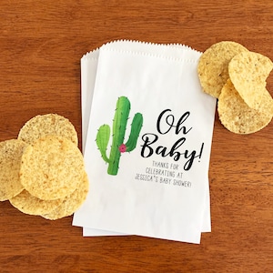 Fiesta Baby Shower Favor Bags - Taco Bout a Baby Favors - Mexican Themed Gender Reveal Party Decorations - Southwest Cactus Treat Bags LINED