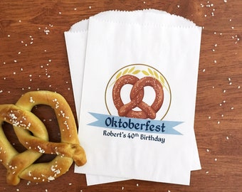 LINED Oktoberfest Pretzel Bags - Oktoberfest Party Favors - Octoberfest Decorations - Fall Beer Festival Decor - Hot Soft Pretzel Bags