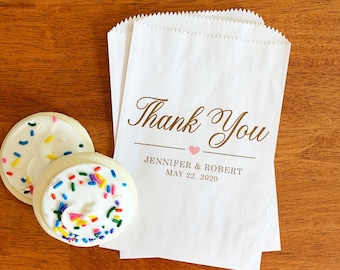 LINED Thank You Favor Bags - Engagement Party, Birthday, Bridal Shower, Wedding Treat Bags for Guests - Cookie Bags, Candy Bags, Donut Bags