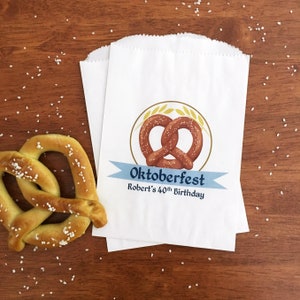 LINED Oktoberfest Pretzel Bags - Oktoberfest Party Favors - Octoberfest Decorations - Fall Beer Festival Decor - Hot Soft Pretzel Bags