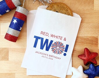 Red White and Two Lined Favor Bags – 2nd Birthday, 4th of July