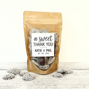 Favor Bags for Guests - A Sweet Thank You Bags - Wedding Candy Bar Bags - Bridal Shower Thank You Favors // Stand Up Zip Pouch Bags & Labels