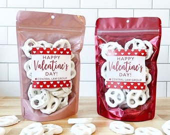 Valentine's Day Gift Bags - Kids Valentines Candy Bags - School & Class Valentines Party Favors // Stand Up Zip Pouches, Food NOT Included
