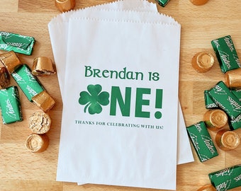 St. Patrick's Day First Birthday Party Favor Bags - Irish Lucky One Birthday - Shamrock 1st Birthday Cookie, Candy Bags, Goodie Bags LINED