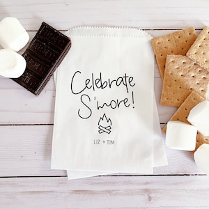 Lined Wedding S&#39;More Bags - Celebrate S&#39;More Kit Bags - Wedding Smore Favors - Late Night Snack Bags for Wedding Guests - FOOD NOT INCLUDED