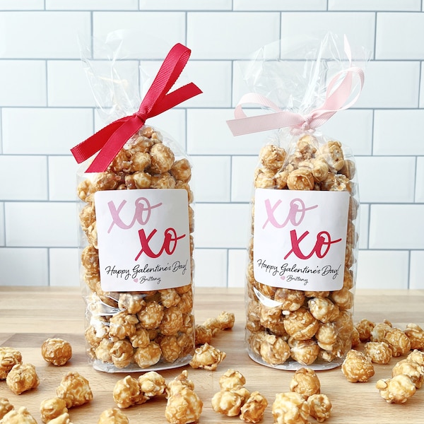 Valentine's Day Popcorn Bags & Ribbon - Galentine's Day Party Favors - XOXO Valentines Gift Ideas // Food NOT Included