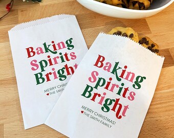LINED Personalized Christmas Cookie Bags - Baking Spirits Bright // Grease Resistant Bags