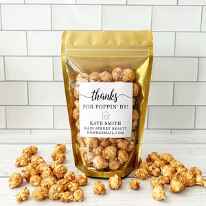 Real Estate Open House Favors - Realtor Open House Giveaway Gifts - Popcorn, Candy, Coffee Bags // Stand Up Zip Pouch Bags