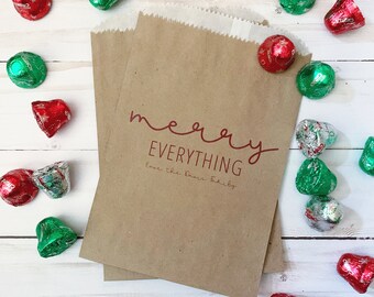 Christmas Treat Bags - Merry Everything // LINED Kraft Bags, Grease Resistant