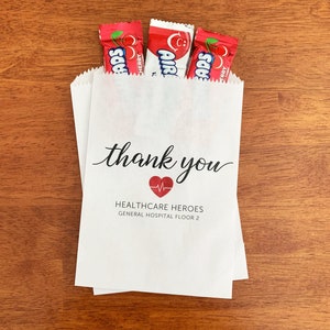 Healthcare Heroes Thank You Gift - Health Care Worker Gift - Thank You Gift for Nurse, Doctor, Staff - Hospital Worker Gift Treat Bags LINED