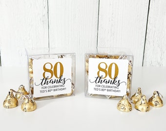 Milestone Birthday Party Favors for Adults - 40th, 50th, 60th, 70th, 80th Candy and Popcorn Boxes // 3" Cubes & Labels, Candy NOT Included