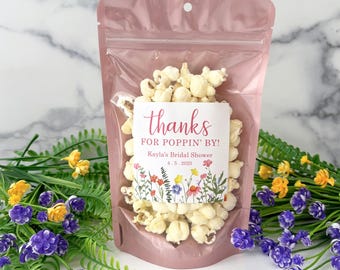 Wildflower Party Favor Bags for Guests - Love is in Bloom // Zip Pouch Bags & Labels, Food NOT Included