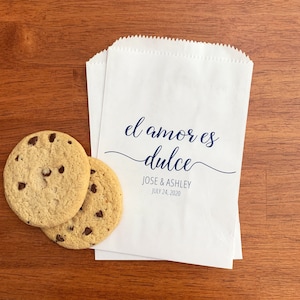 El Amor es Ducle Wedding Favor Bags - Churro Bags for Wedding - Love Is Sweet Bags - Spanish Wedding Favors - Dessert & Candy Bar Bags LINED