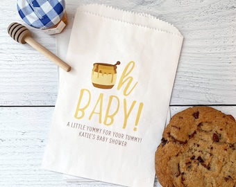 Honey Baby Shower Favor Bags - Pooh Oh Baby Shower Ideas Girl, Boy, Gender Neutral - A Little Yummy For Your Tummy Cookie Treat Bags LINED