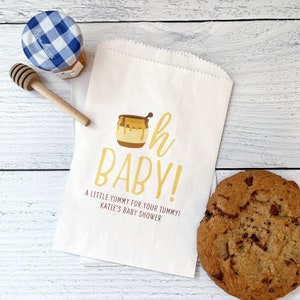 Honey Baby Shower Favor Bags - Pooh Oh Baby Shower Ideas Girl, Boy, Gender Neutral - A Little Yummy For Your Tummy Cookie Treat Bags LINED