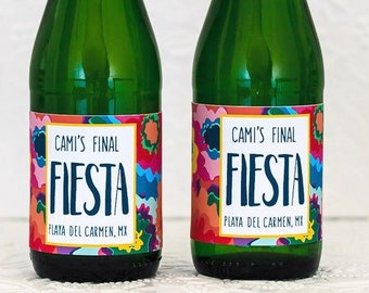 Fiesta Bachelorette Party Decoration - Fiesta Bridal Shower Decor - Fiesta Birthday Party Favor - Cinco de Mayo Mini Champagne Bottle Labels