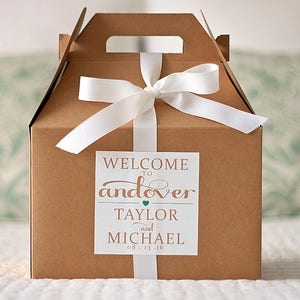 Wedding Gift Bag Labels - Hotel Welcome Bag Stickers for Wedding Guests - Wedding Welcome Box Stickers - Gable Box Labels - Hotel Bag Labels
