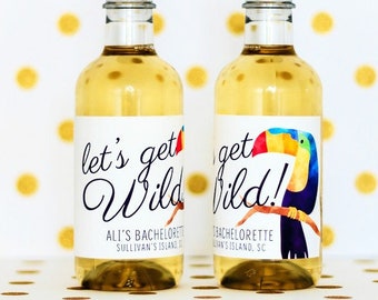 Tropical Bachelorette Party Favors - Luau Bachelorette Mini Wine Labels - Mini Champagne Bottle Labels