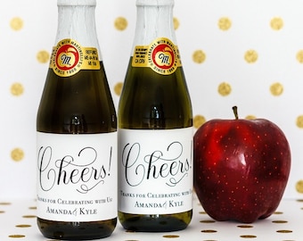 Mini Apple Cider Bottle Labels - Personalized Apple Cider Labels for Wedding, Birthday Party, Engagement, Anniversary - Fall Party Favors